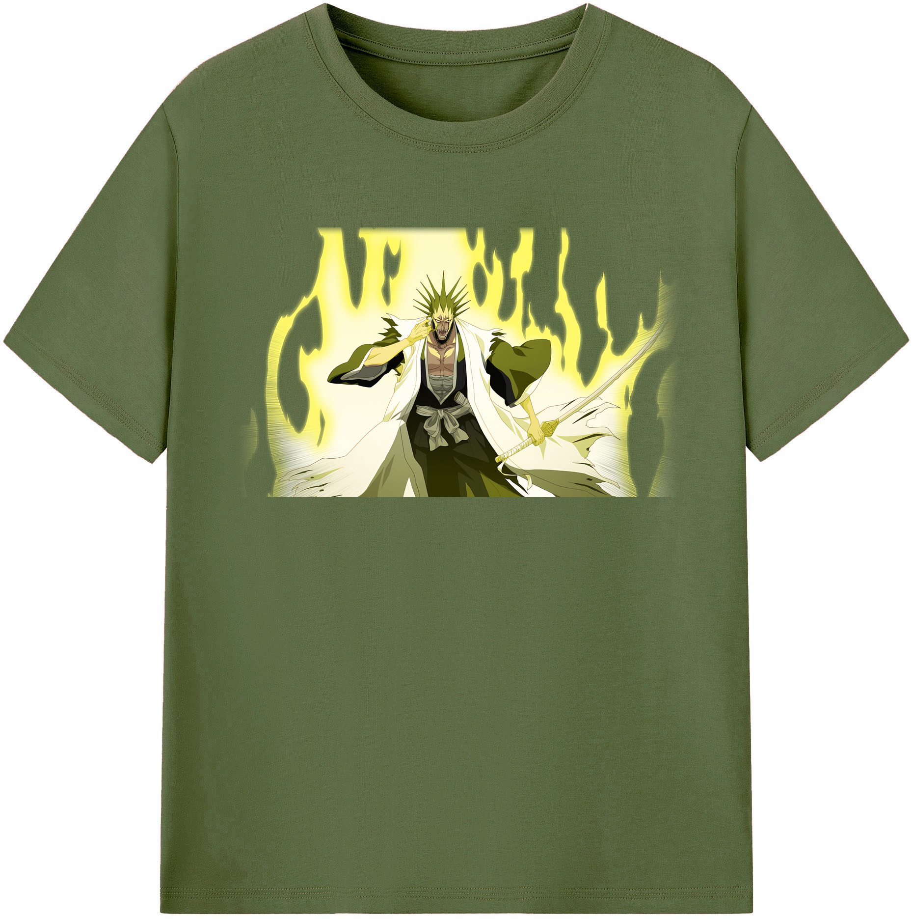 （画像用） ブリーチ ざらき けんぱち BLEACH Zaraki Kenpachi 綿100％半袖Tシャツ（フロントプリント）